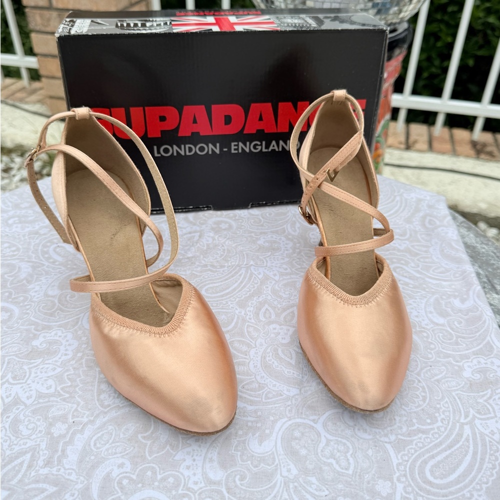 Supadance 1207 Flesh Satin Ballroom Dance Shoes UK 5.5 | 2.5” Heel | madeEngland
